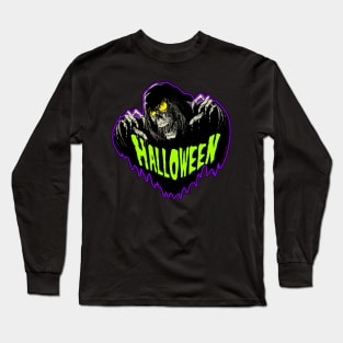 HALLOWEEN with the Grim Reaper Green Long Sleeve T-Shirt